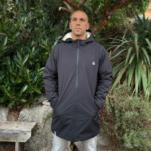 Coupe vent imperméable fourré sherpa mixte noir