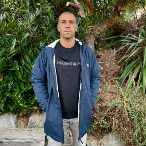 Coupe vent imperméable fourré sherpa mixte marine