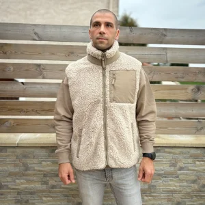veste mixte sherpa sans manche sable