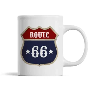 Mug Motard Route 66 personnalisable | en céramique Blanc Brillant | imprimé des 2 côtés | idée cadeau biker