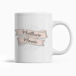 Mug Meilleure Mamie | idée cadeau fête des grand-mères | vintage design | en céramique | Blanc brillant