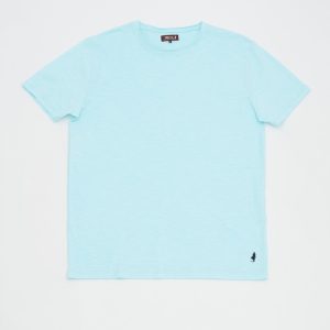 T-shirt uni col rond en flammé
