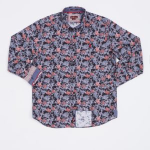 Chemise imprimée fleurs floues