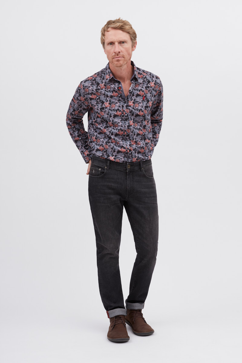 Grey stone denim regular tapered 201