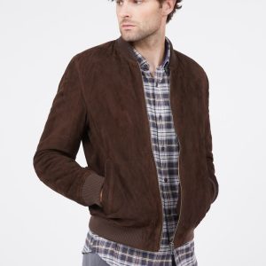 Sueded leather college jacket