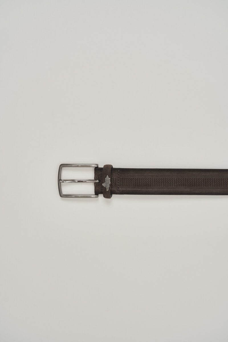 Suede belt with embossed central band – Image 2