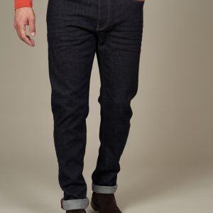 Jean slim avec détails cuir