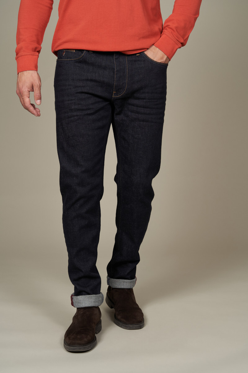 Jean slim avec détails cuir