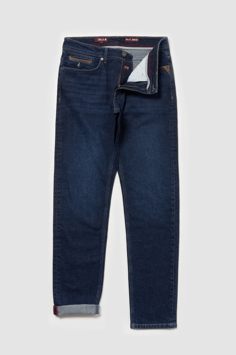 Jean slim avec détails cuir – Image 4