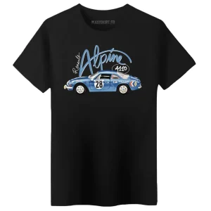 T-Shirt Alpine A110 Bleue Rallye - Coupe régulière 100% coton - idée cadeau passionné automobile
