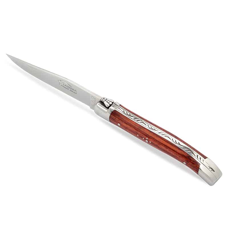 Couteau laguiole pliant, 12 cm, mitres inox, manche en bois de rose – Made in France – Image 4