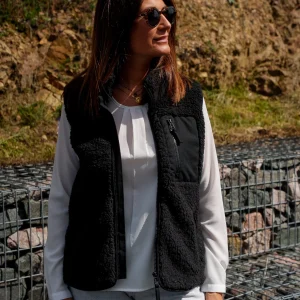 Veste mixte sans manche sherpa noir