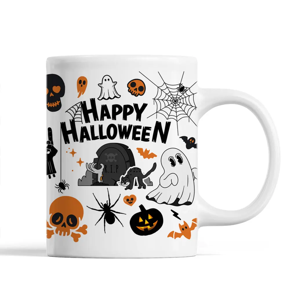 Mug Halloween imprimé 360 | idée cadeau tasse en céramique Blanc Brillant