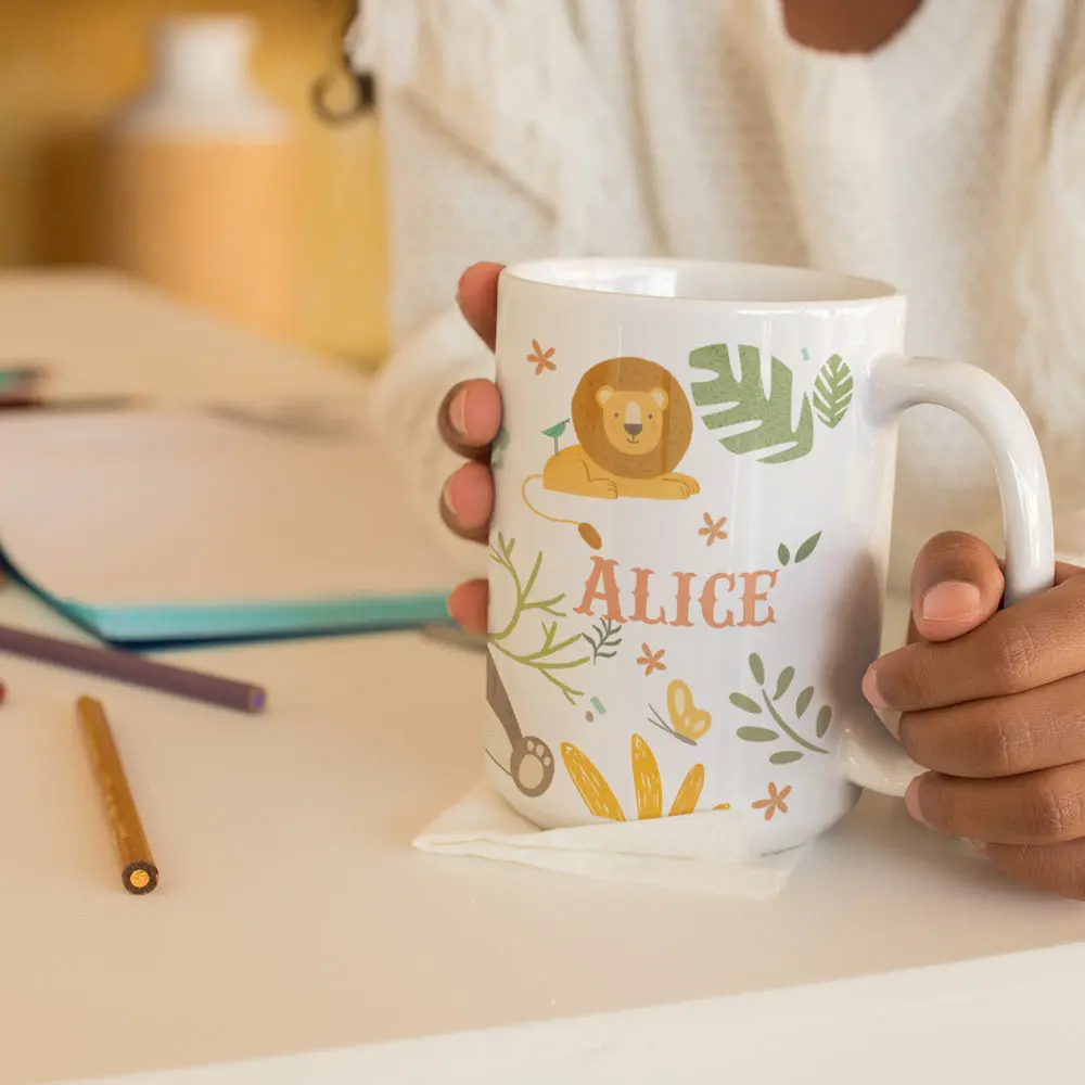 Mug enfant personnalisable avec prénom | tasse en céramique | Animaux de la jungle – Image 3