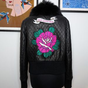 Pink Last Living Rose veste Cuir : Modèle unique