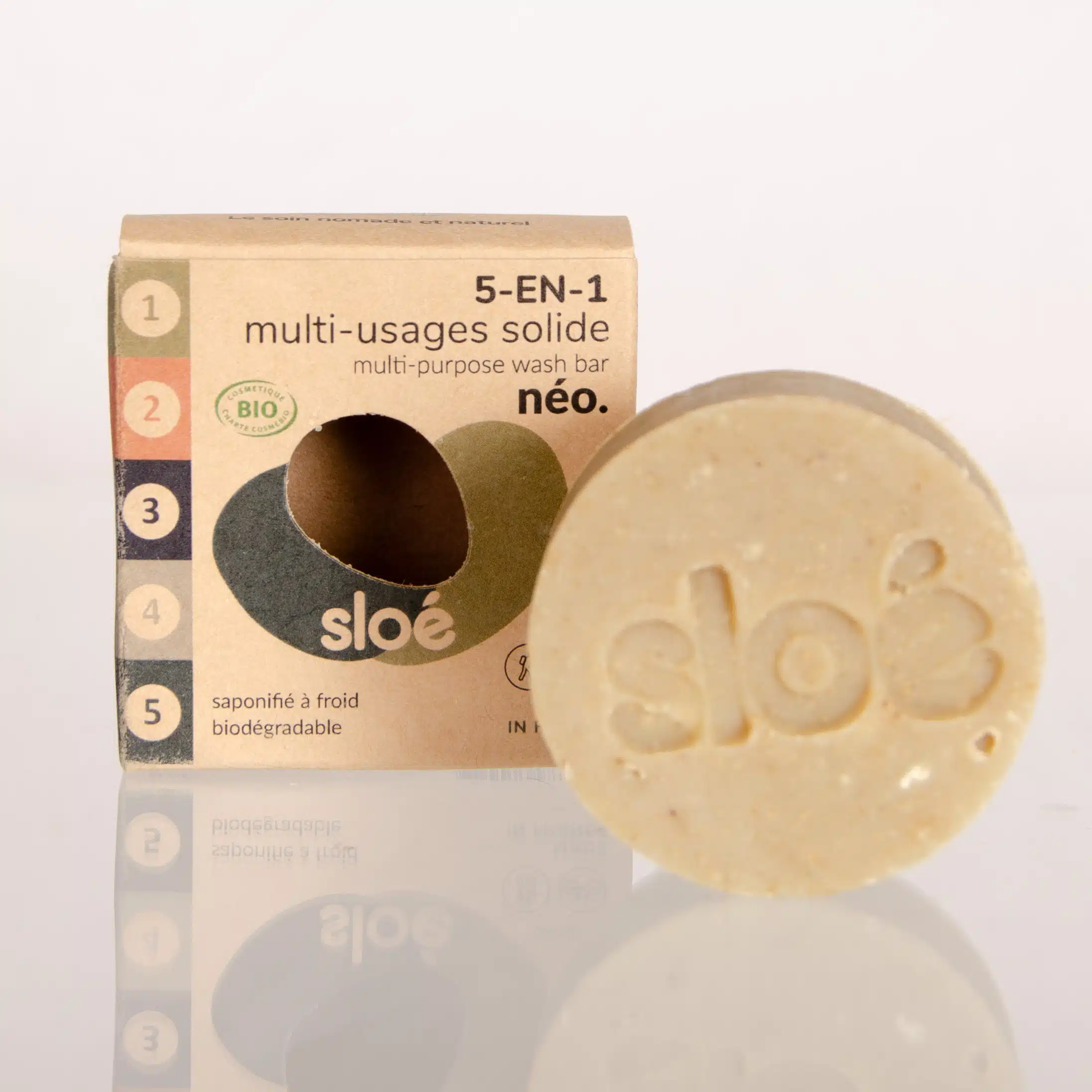 Savon multi-usages solide 5-en-1 nomade – Noé – 60 ou 100 gr – Sloé Nature – Image 3