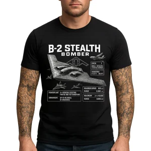 T-shirt Avion Américain armée B-2 Stealth Bomber, Graphique Militaire, Noir